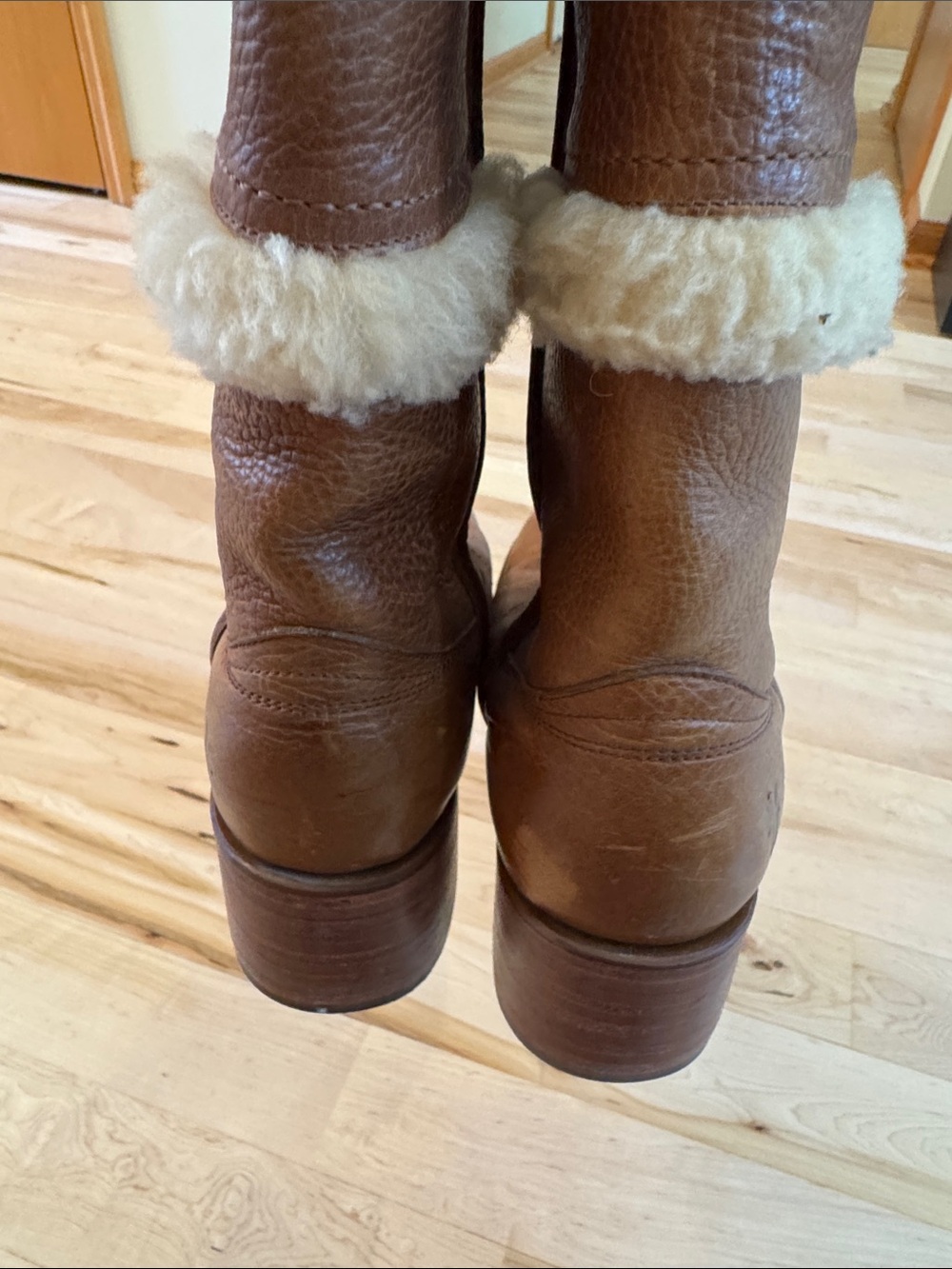 Frye Campus Shearling Fur Leather Vintage Distressed Boho Tall Boots-7-Rare - Picture 4 of 6